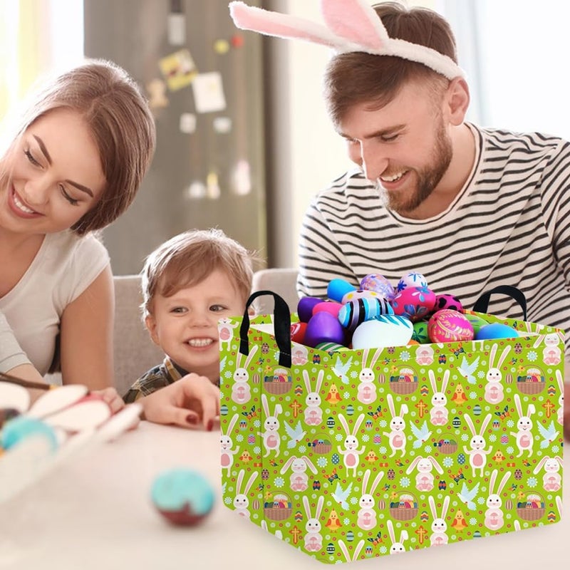 FXOCSHE FXOLCSHE Rectangular Easter basket,Easter basket empty,Kids Toy Storage Basket for baby Bedroom,Toy Gift Organizerm,Kids Storage Bin,Gift bin,Kids home Decor(Green egg) - Image 3